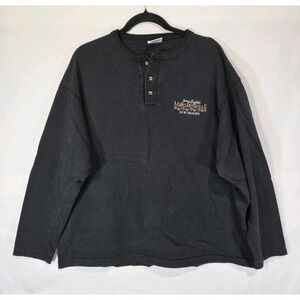 Jimmy Buffett XL‎ Margaritaville New Orleans Logo Black 1/4 Button Up Henley